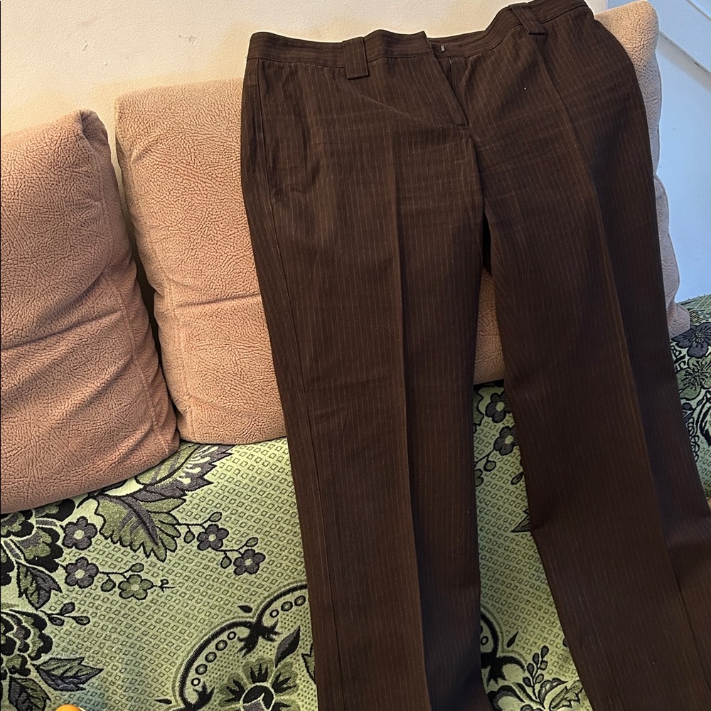 DKNY Dark Brown Wool-Blend Pants